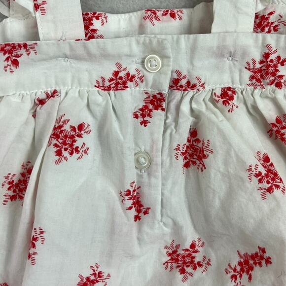 Janie and Jack Girls 6 Red Rose Pinafore Style Lined Blouse - Picture 3 of 6